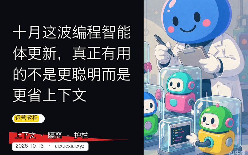 十月这波编程智能体更新，真正有用的不是更聪明而是更省上下文