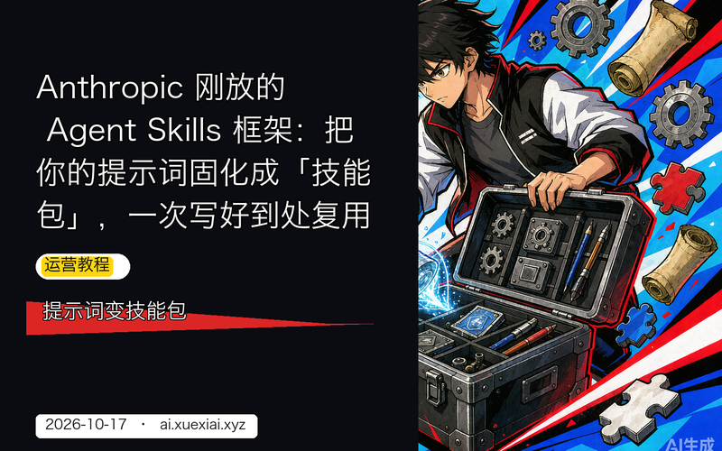 Anthropic 刚放的 Agent Skills 框架：把你的提示词固化成「技能包」，一次写好到处复用