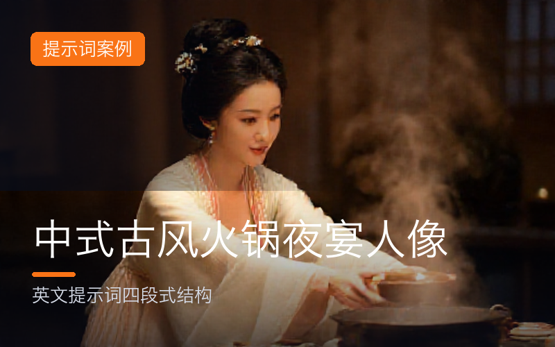 案例：中式古风火锅夜宴人像的英文提示词结构