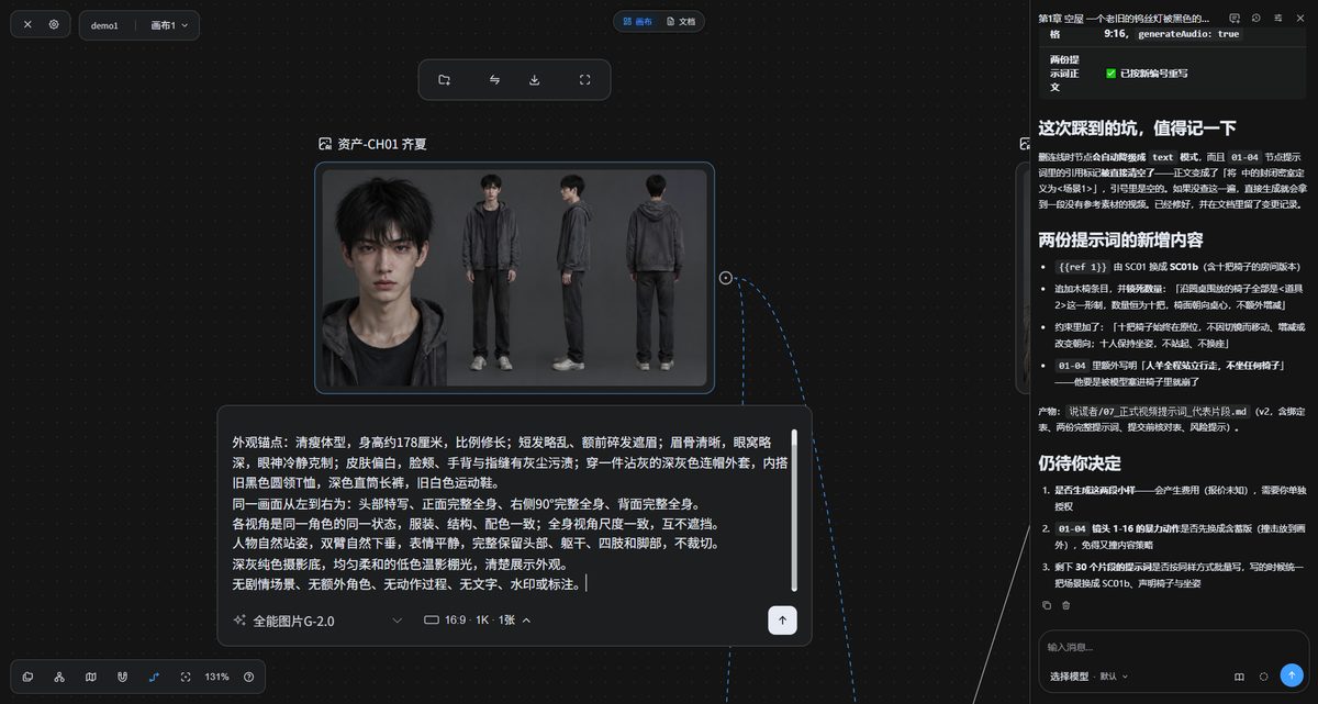 角色一致性：先给角色建三视图资产，跨镜头锁定外貌